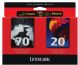 Original Lexmark 15M2328 Black Ink Cartridge #20 and Color Ink Cartridge #70 (Pack includes 15M0120 and 12A1970)